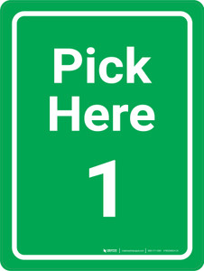 Pick Here 1 Green Portrait - Wall Sign