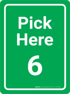 Pick Here 6 Green Portrait - Wall Sign