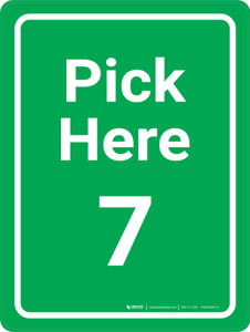 Pick Here 7 Green Portrait - Wall Sign
