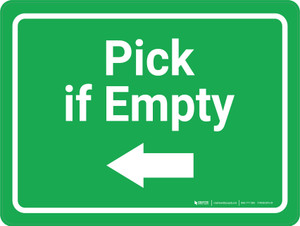 Pick if Empty Arrow Left Green Landscape - Wall Sign