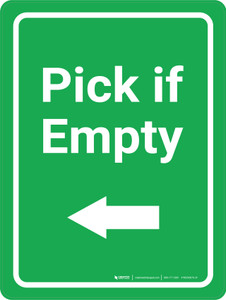 Pick if Empty Arrow Left Green Portrait - Wall Sign