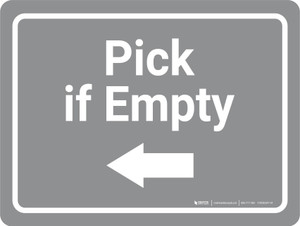 Pick if Empty Arrow Left Grey Landscape - Wall Sign