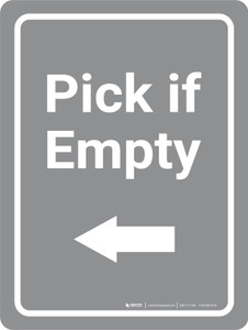 Pick if Empty Arrow Left Grey Portrait - Wall Sign