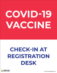 Covid-19 Vaccine Check-in At Registration Desk Arrow Right - Poster