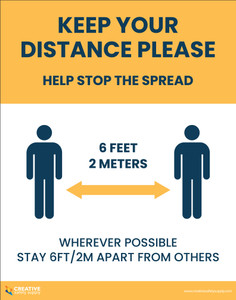 Keep Your Distance Please Help Stop The Spread Yellow - Poster