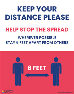 Keep Your Distance Please Stay 6 Feet Apart Red - Poster