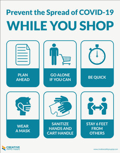 Prevent the Spread of COVID-19 While You Shop - Poster