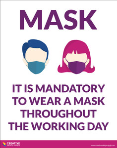 Mask - It Is Mandatory To Wear a Mask Throughhout The Working Day - Poster