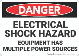 Danger: Electrical Shock Hazard Multiple Power Sources - Wall Sign