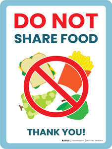Do Not Share Food - Thank You Portrait - Wall Sign