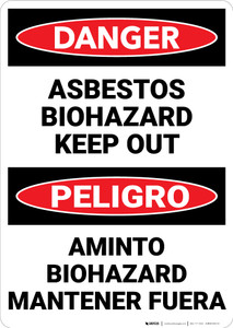 Danger: Asbestos Biohazard Keep Out Bilingual Spanish - Wall Sign