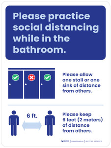 Please Practice Social Distancing While In The Bathroom - Rules Portrait - Wall Sign