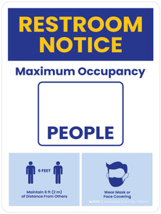 Restroom Notice: Maximum Occupancy Portrait - Wall Sign