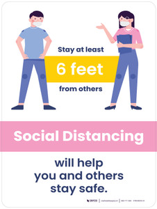 School Safety: Stay at Least 6 ft From Others - Social Distancing Will Help You and Otheres Portrait - Wall Sign
