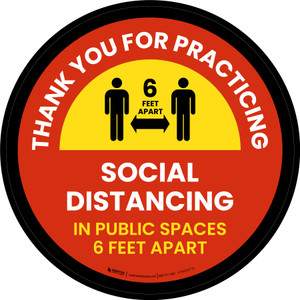 Thank You For Practicing Social Distancing in Public Spaces Circular - Floor Sign