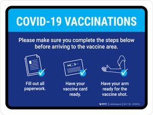 Covid-19 Vaccinations - Complete The Steps Below Before Arriving Landscape - Wall Sign
