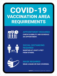 Covid-19 Vaccination Area Portrait - Wall Sign