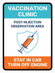 Vaccination Clinic: Post Injection Observation Area Portrait - Wall Sign