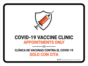 Covid-19 Vaccine Clinic - Appointment Only Bilingual Spanish Landscape - Wall Sign