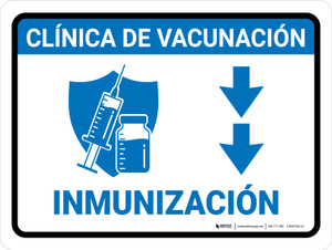 Vaccination Clinic: Immunization Down Arrow Spanish Blue Landscape - Wall Sign