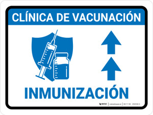 Vaccination Clinic: Immunization Up Arrow Spanish Blue Landscape - Wall Sign