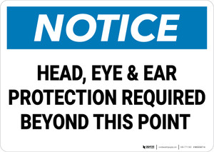 Notice: Head Eye And Ear Protection Required - Wall Sign