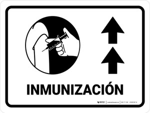 Immunization With Vaccine Injection Icon Up Arrow Spanish Landscape - Wall Sign