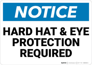 Notice: Hard Hat and Eye Protection Required - Wall Sign