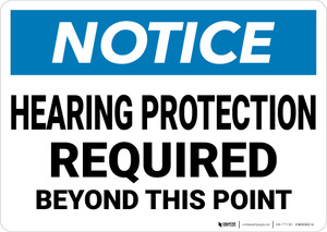 Notice: Hearing Protection Required Beyond This Point - Wall Sign