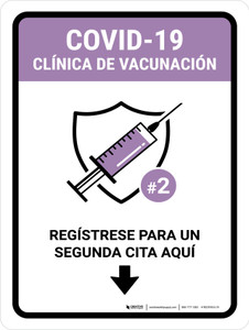 Covid-19 Vaccination Clinic: Register Here Spanish Portrait - Wall Sign