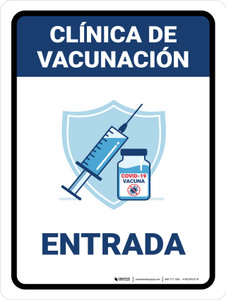 Vaccination Clinic: Entrance Blue Spanish Portrait - Wall Sign