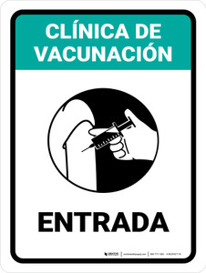 Vaccination Clinic: Entrance Green Spanish Portrait - Wall Sign