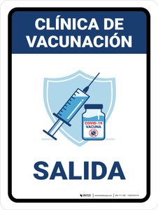 Vaccination Clinic: Exit Blue Spanish Portrait - Wall Sign