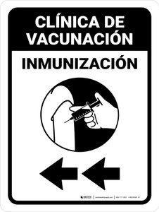 Vaccination Clinic: Immunization Left Arrow Spanish Portrait - Wall Sign