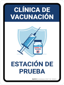Vaccination Clinic: Pre Screening Station Blue Spanish Portrait - Wall Sign