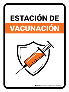 Vaccination Station Spanish Portrait - Wall Sign