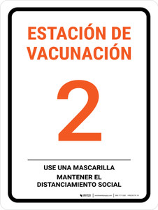 Vaccine Station 2 Spanish Portrait - Wall Sign