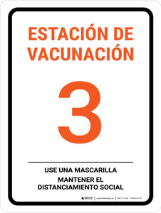 Vaccine Station 3 Spanish Portrait - Wall Sign