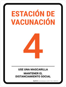 Vaccine Station 4 Spanish Portrait - Wall Sign
