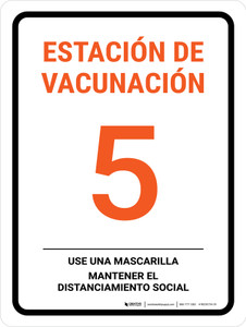 Vaccine Station 5 Spanish Portrait - Wall Sign