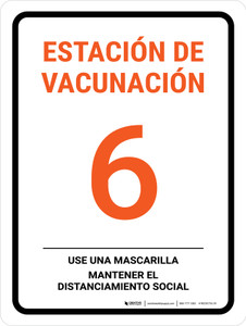 Vaccine Station 6 Spanish Portrait - Wall Sign