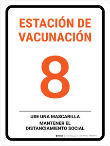 Vaccine Station 8 Spanish Portrait - Wall Sign