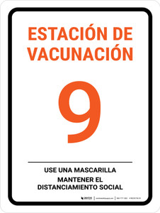 Vaccine Station 9 Spanish Portrait - Wall Sign
