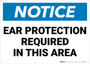 Notice: Ear Protection Required in This Area - Wall Sign