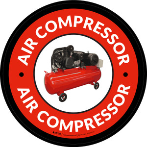 Air Compressor Red Circular - Floor Sign