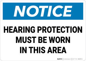 Notice: Hearing Protection Must Be Worn In Area - Wall Sign