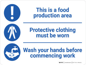 Food Production Area Rules with Icons Landscape - Wall Sign