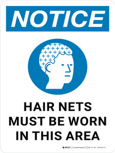 Notice: Hair Nets Must Be Worn In This Area with Icon Portrait - Wall Sign