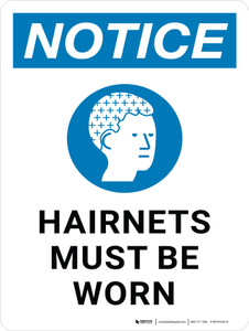 Notice: Hairnets Must Be Worn with Graphic Portrait - Wall Sign
