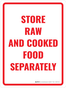 Store Raw And Cooked Food Separately Portrait - Wall Sign